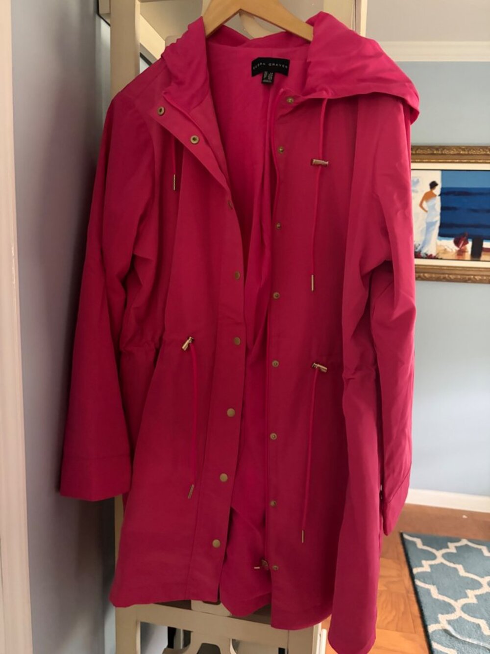 Susan Graver Hot Pink Hooded Anorak Rain Jacket – Lightweight & Chic
